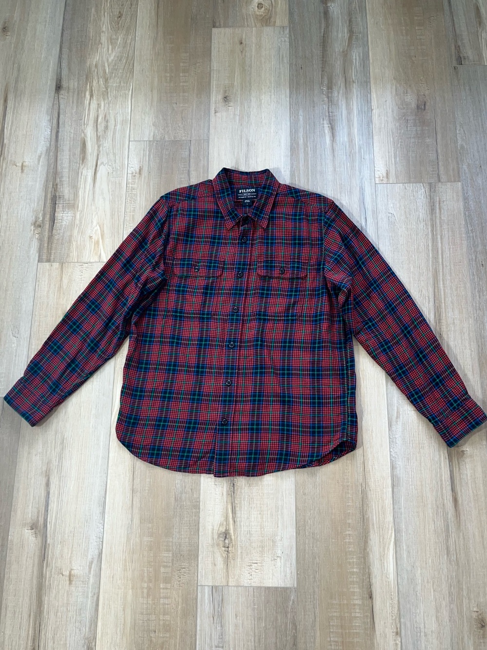Filson Men’s Scout 100% Cotton Plaid  Soft Flannel Button Down Shirt Size Large
